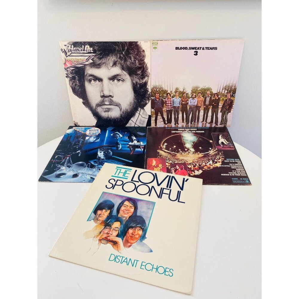 Lot of 5 Rock Record Albums, BTO, Blood Sweat Tears, Lovin Spoonful, Moody Blues